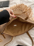 Elegant Brown  jute premium quality hand bag for women -SHARA001CJB