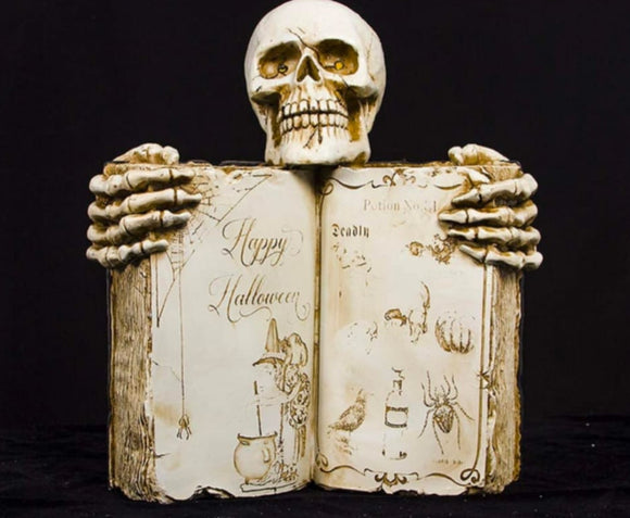 Halloween Skull Spell Book  Light in polyresin-ONE001SSB