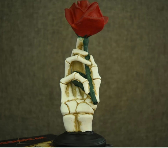 Dark Romance, Skeleton Hand with Red  Rose for Halloween -ONE001HSRR