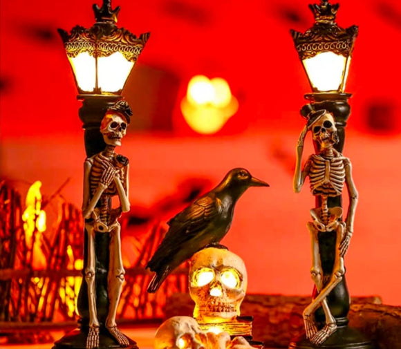 Halloween Spooky skeleton pair  candle light  in polyresin-ONE001SSB2