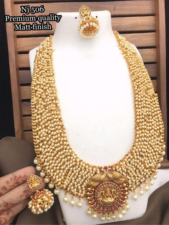 Geetha Pearl  ,Pearl   beads Maggam work long necklace set for women -GEET001MWP