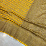 Yellow elegant Kaddi Georgette Saree with Golden Banarasi Stripes-RIDA001KGY