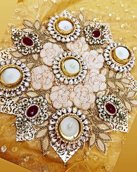 Sanwarya , elegant decorative Kundan and bead work Rangoli for Decoration-SANWA001DR