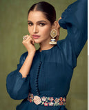 Blue   Georgette Party wear dress for women -OM001PWB