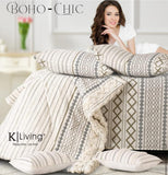 Boho-Chic  6 Pcs  Premium Range King Size Quilted Bed Cover  Set with Tufting embroidery -GIRI001BCW