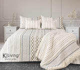 Boho-Chic  6 Pcs  Premium Range King Size Quilted Bed Cover  Set with Tufting embroidery -GIRI001BCW