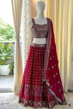 Dark Magenta shade  Chinon Lehenga Choli with Dupatta  for Women -FOF001DML