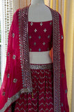 Dark Magenta shade  Chinon Lehenga Choli with Dupatta  for Women -FOF001DML