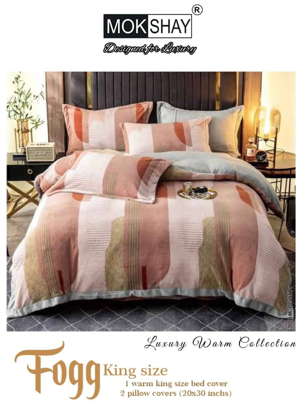 Fogg King Size Warm Luxury Bed Sheet with Pillow Covers-GIRI001WF