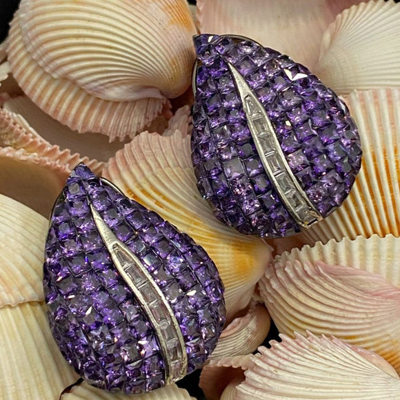 Violet Paisley Unique Designer stone studded earrings for women -RADHE001PV