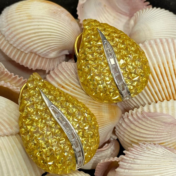 Yellow shade Paisley Unique Designer stone studded earrings for women -RADHE001PY