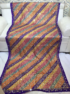 Original Karachi  Pure Samooz silk Mirror and Sequins  studded Handmade Duppatta for Women -RIDA001SDC