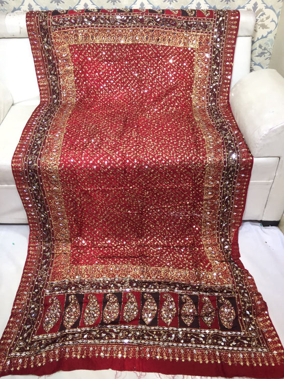 Original Karachi  Pure Samooz silk Mirror and Sequins  studded Handmade Duppatta for Women -RIDA001SD