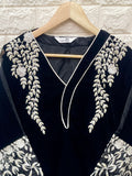 Designer Embroidery Velvet Tunic  With Pearls & Neck Pattern With Embroidery Sleeves -AFREE001B