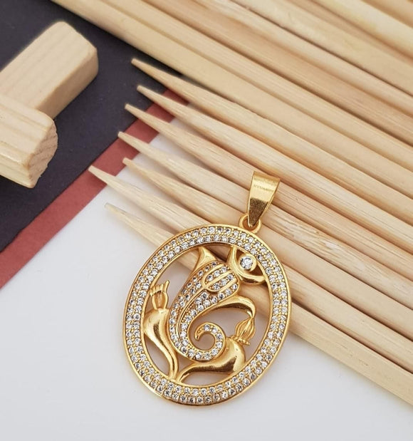 Elegant  Ganesha Designer  matte gold finish Pendant for Men -KRISH001PG