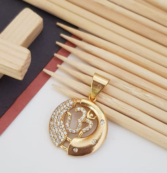 Elegant Om  Design matte gold finish Pendant for Men -KRISH001PSO