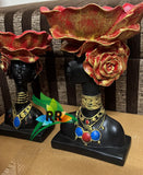 Pair of Black beauties with Red Rose  bowls used for keeping accessories-SKD001SA