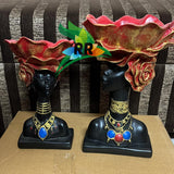Pair of Black beauties with Red Rose  bowls used for keeping accessories-SKD001SA