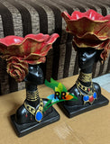 Pair of Black beauties with Red Rose  bowls used for keeping accessories-SKD001SA