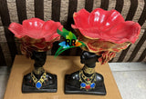 Pair of Black beauties with Red Rose  bowls used for keeping accessories-SKD001SA