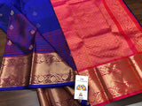 Blue shade elegant Kanjeevaram silk saree for women -PDS001KB