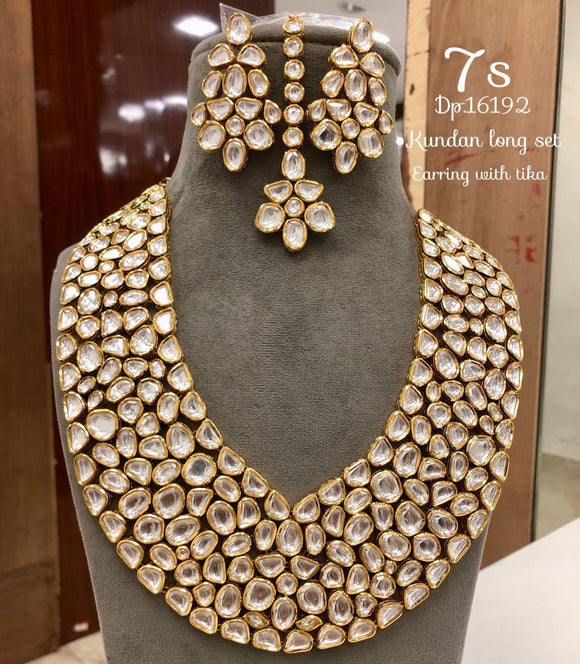 Kangana, elegant Kundan Long Necklace Set with Mangtikka for women -SANDY001KNSK
