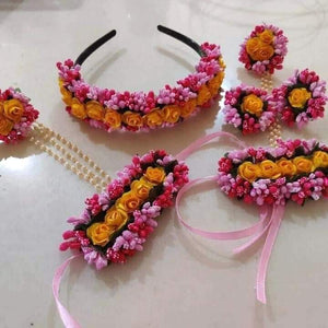 KAMIYA , Pink elegant flower jewellery set /Mehandi jewelry for women -SHARA001FJ