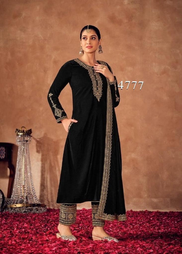 Black Shade Nitya Afreen Elegant Velvet Salwar Suit Material for