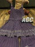 Purple Georgette Kurta Sharara for women -FOF001KSP