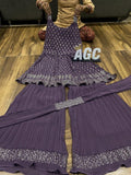 Purple Georgette Kurta Sharara for women -FOF001KSP