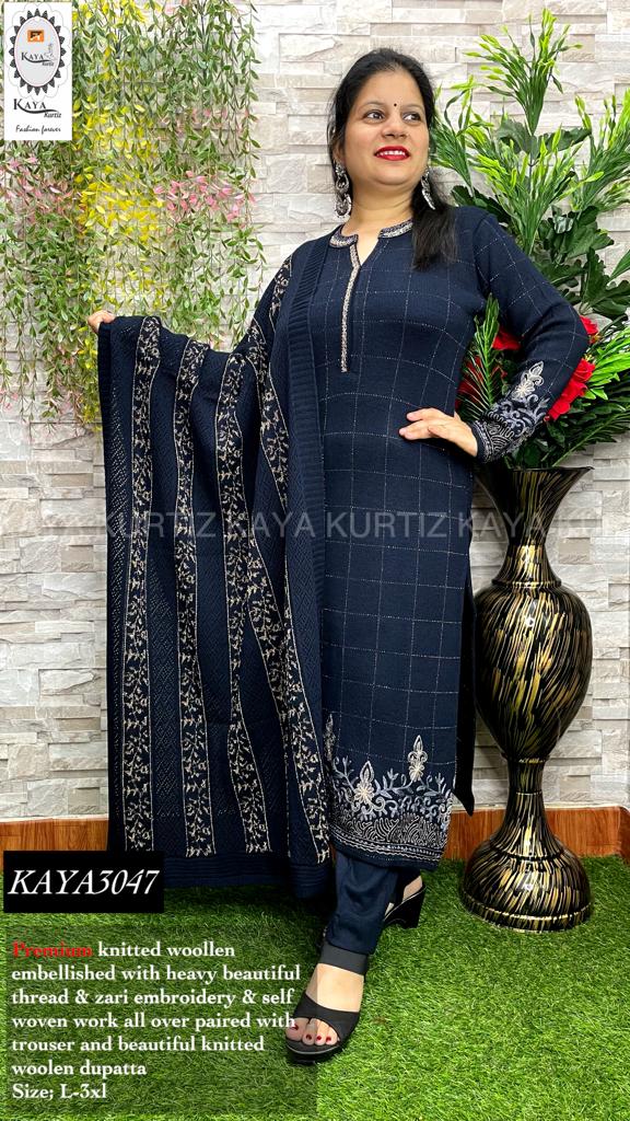 Morpich Floral Embroidered Art Silk Kurti Pant Set With Dupatta