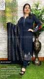 Kaya Kurtiz , elegant Blue shade Woolen Kurti with pants and Dupatta  for Women -MIX001KK
