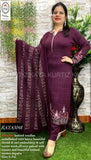 Kaya Kurtiz , elegant Plum wine  shade Woolen Kurti with pants and Dupatta  for Women -MIX001KKPW