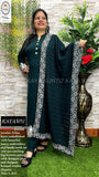 Kaya Kurtiz , elegant Deep Green shade Woolen Kurti with pants and Dupatta  for Women -MIX001KKDG