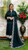 Kaya Kurtiz , elegant Deep Green shade Woolen Kurti with pants and Dupatta  for Women -MIX001KKDG