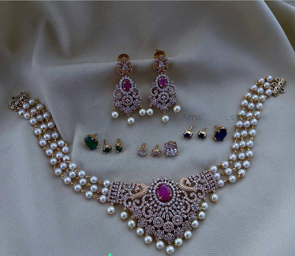 Krishnaveni, elegant Pearl Color Changeable Necklace set for women -KRISH001CNS