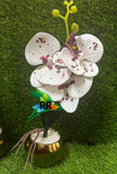 Golden flower Vase arranged with lovely orchid sticks and stones~home and office decoration -SKD001OF