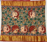 Kanchipuram Pure Handloom korvai silk saree with Pen Kalamkari -PDS001PKs