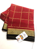 Red and Black Pure Mysore Crepe Silk Saree for women-PDS001MSS