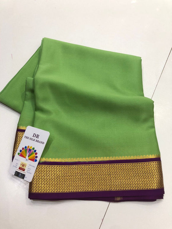 Light Green and Purple combination Mysore Crepe Silk Saree for Women -PDS001LGP