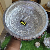 Manasi ,  Antique  Finish German silver washable peacock design urli -SILLA001U