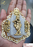 Grey  Kisna, Grey Shade Craved Stone Statement Pendant with Krishna Design for Women -LR001KPGR
