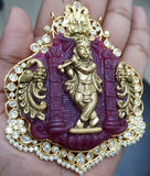 Purple  Kisna, Purple Shade Craved Stone Statement Pendant with Krishna Design for Women -LR001KPP