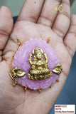 Lilac  Shade Carved Stone Statement Pendant with Goddess Lakshmi for Women -LR001CSPL