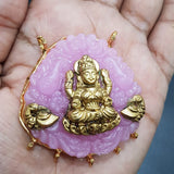 Lilac  Shade Carved Stone Statement Pendant with Goddess Lakshmi for Women -LR001CSPL