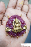 Purple Shade Carved Stone Statement Pendant with Goddess Lakshmi for Women -LR001CSPPL