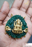 Jade Green Shade Carved Stone Statement Pendant with Goddess Lakshmi for Women -LR001CSPG