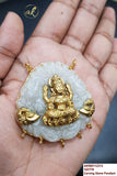 White Shade Carved Stone Statement Pendant with Goddess Lakshmi for Women -LR001CSPW