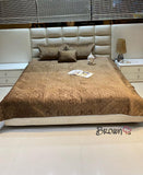 Phantom , Brown  shade  Velvet Series Warm Quilted Bedcover -PREET001BR