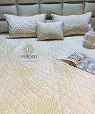 Phantom , Beige shade  Velvet Series Warm Quilted Bedcover -PREET001B